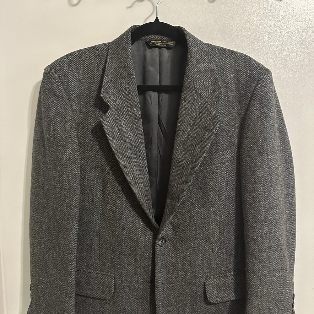 VINTAGE Tweed Jacket M Gray  100% Lambs Wool Blazer Cricketeer‎